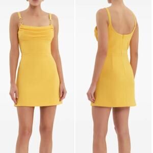 NWT Rebecca Valance Leona Cowl Neck Mini Dress Yellow Women's Size AUS 4 / US 2